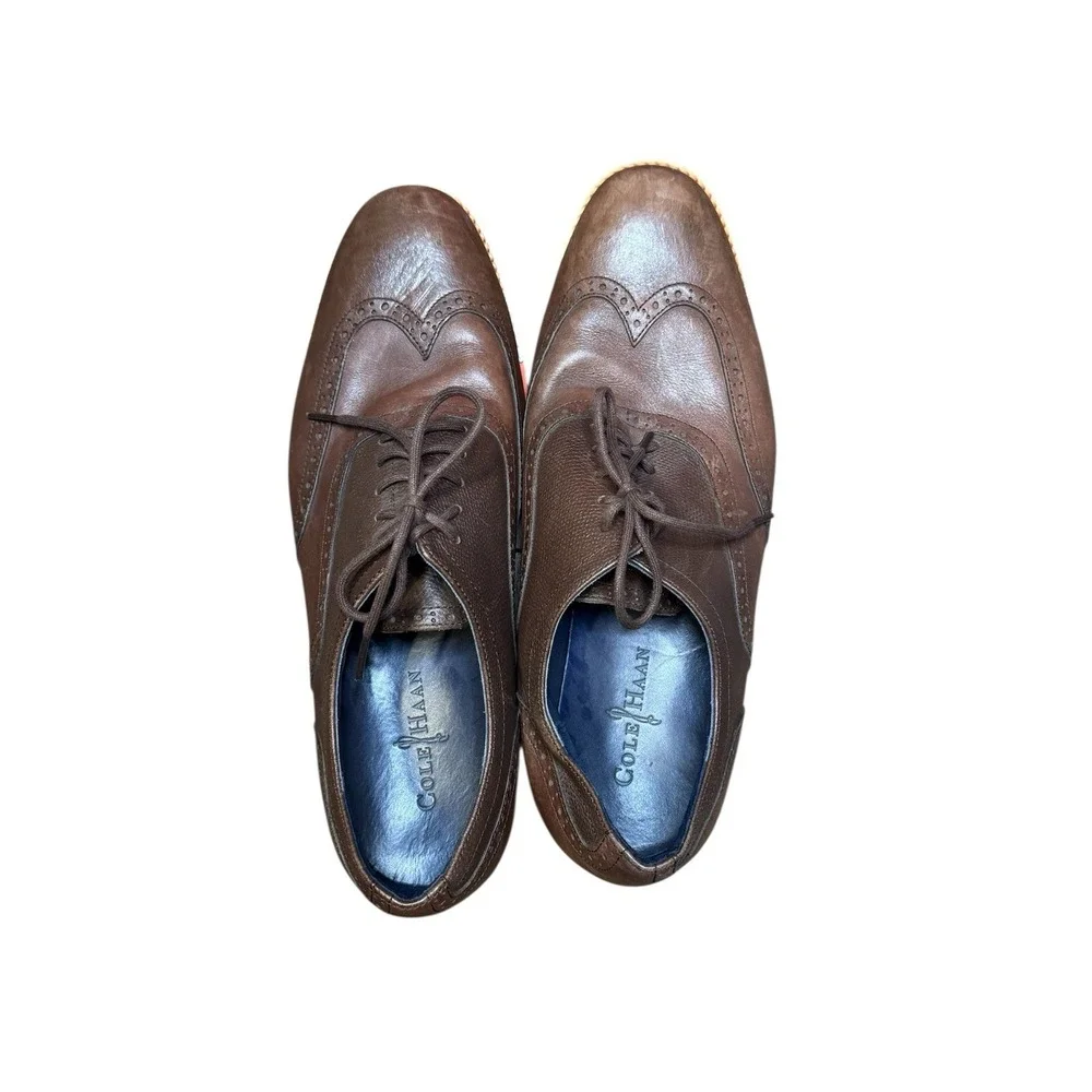 Cole Haan Brown Leather Oxfords with Orange Soles